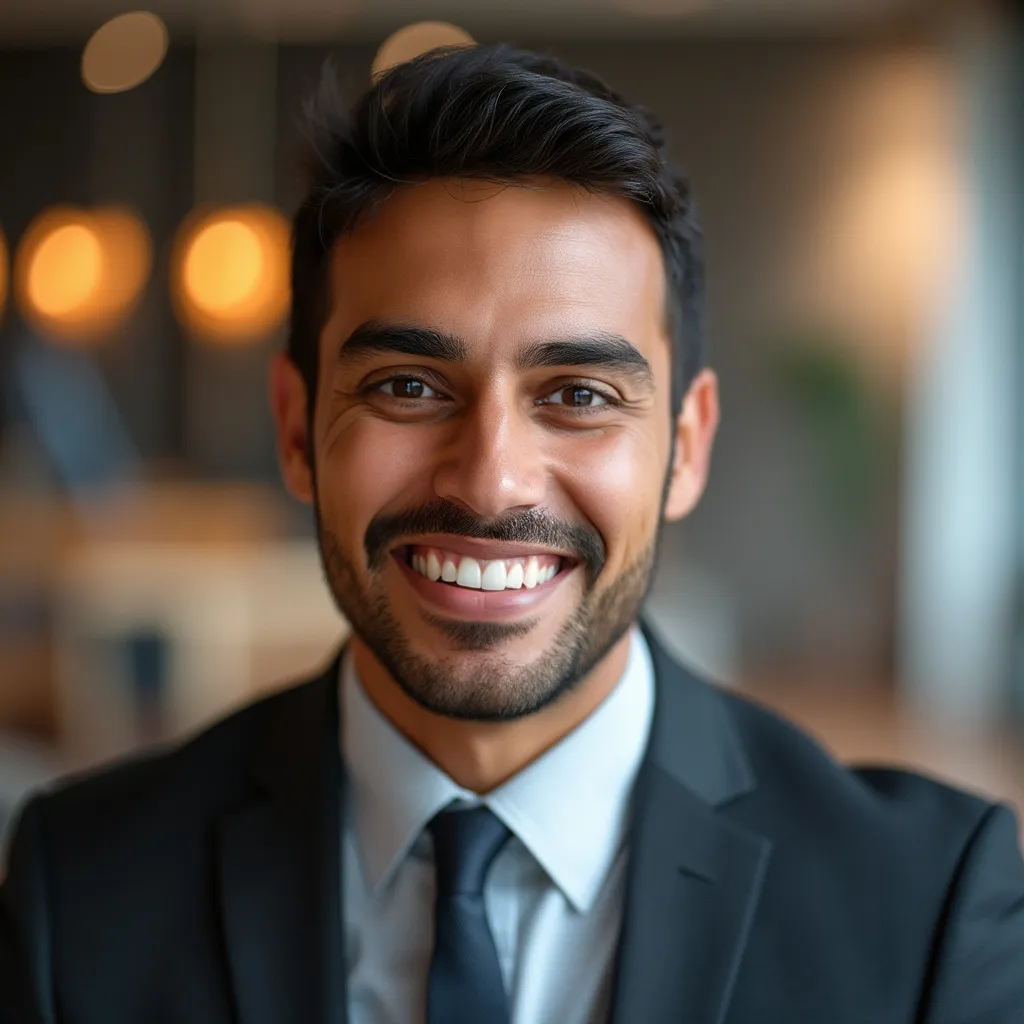 Retrato de um aluno sorrindo