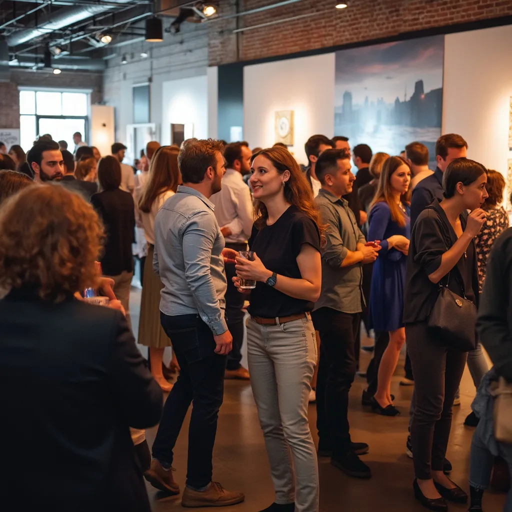 Evento de networking com muitos participantes